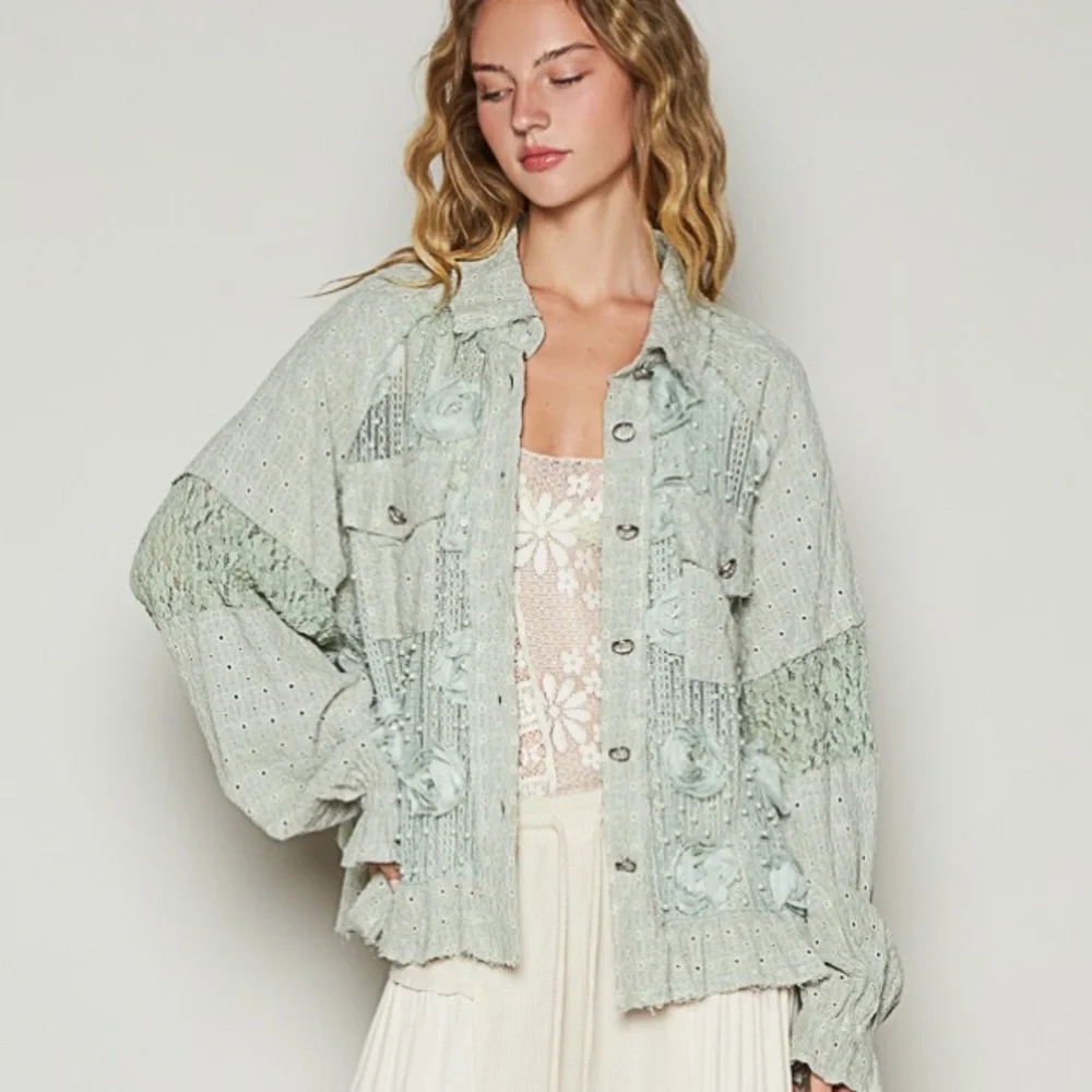 91 ❤️POL lace fabric Pearl jacket - Picture 5 of 6